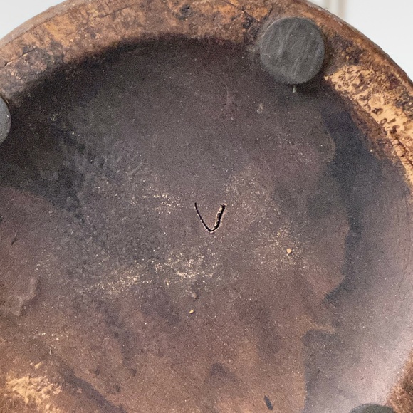 8.25 in. Studio Thrown Distressed Vase Marked "v" - Picture 4 of 5